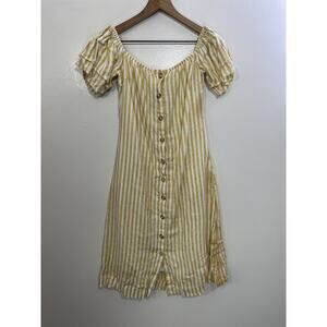 Linen Coastal Cottage Prairie Boho Euro Dress XS Beach Rustic Resort Picnic 90s